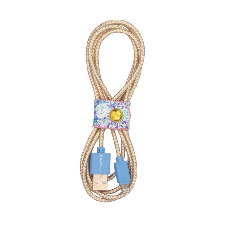 Lilly Pulitzer Charging Cord & Keeper with Gold Snap, Soleil It On Me